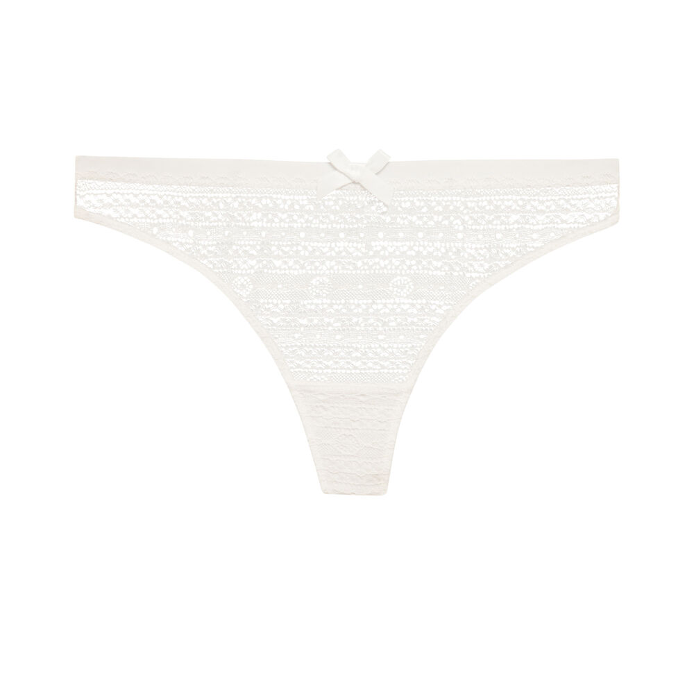 String en dentelle détail nœud - blanc blanc.