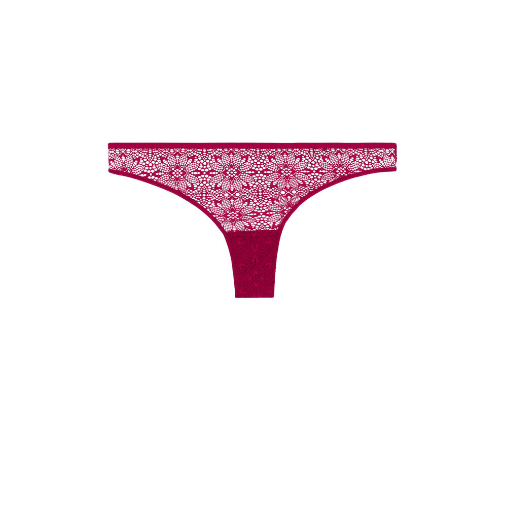 Tanga à dentelle avec liens - rouge rouge.