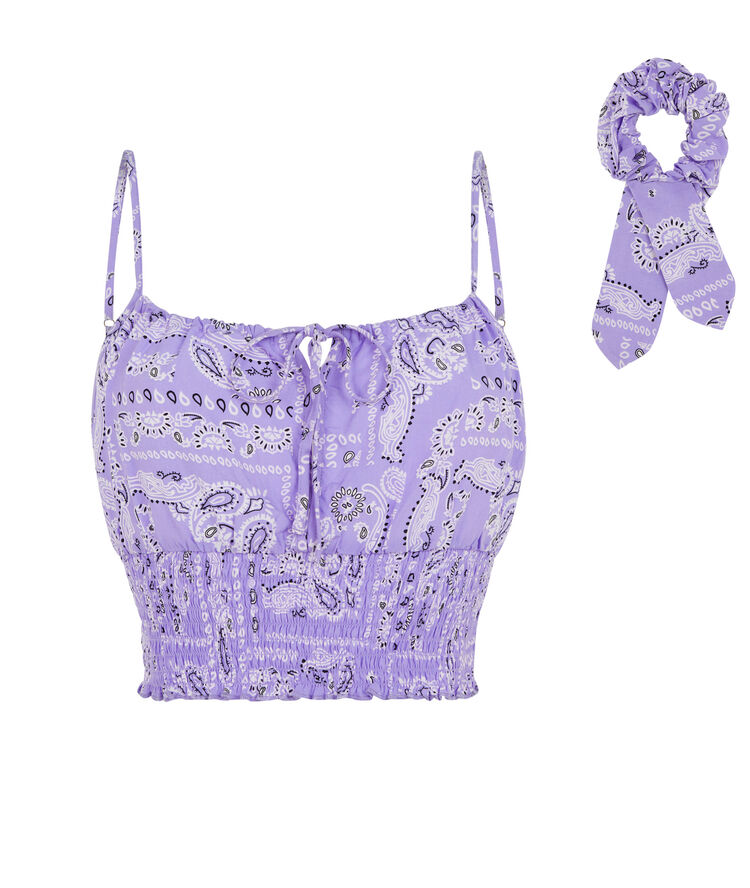 Top + chouchou imprimé bandana - lilas lilas.