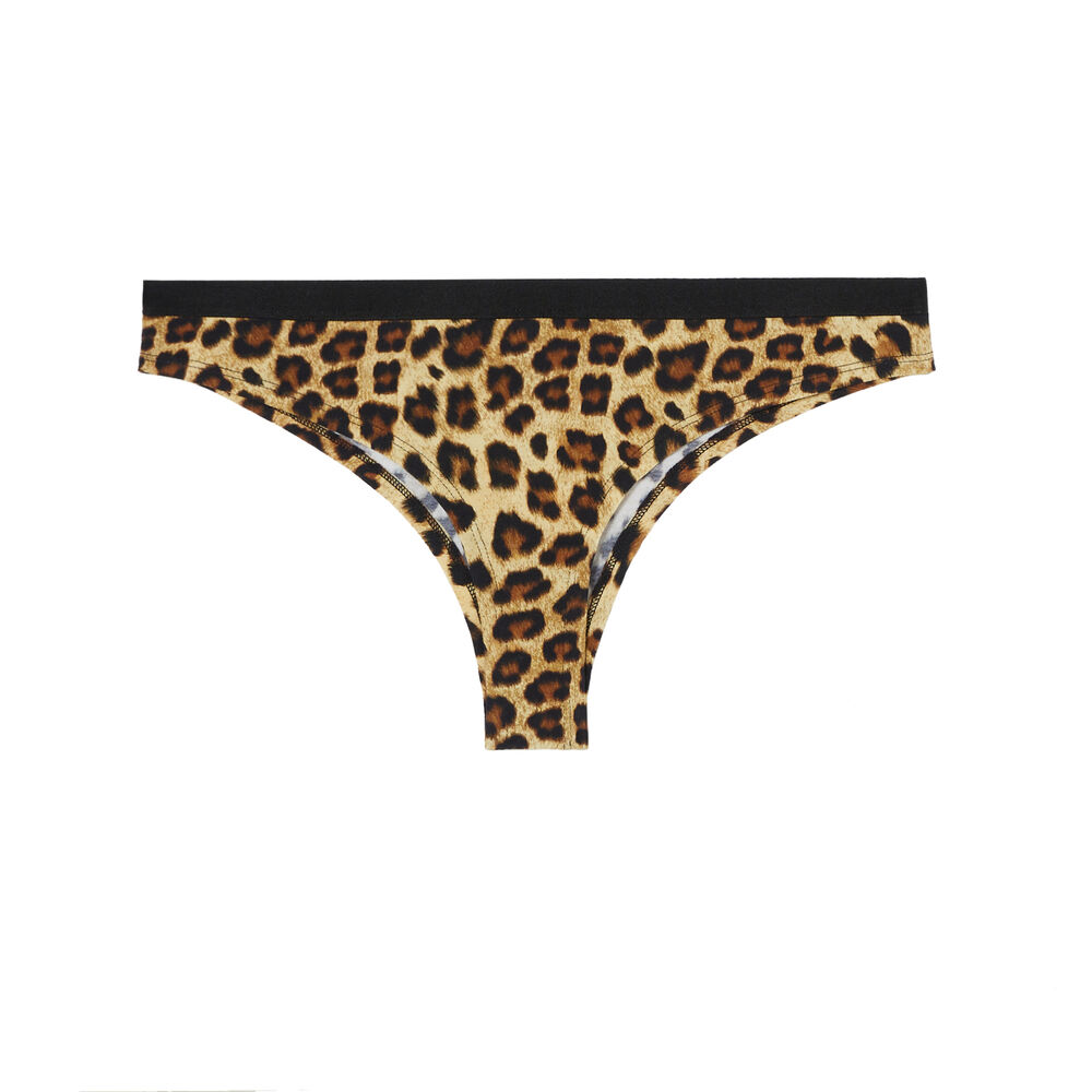 Tanga imprimé léopard - noir noir.