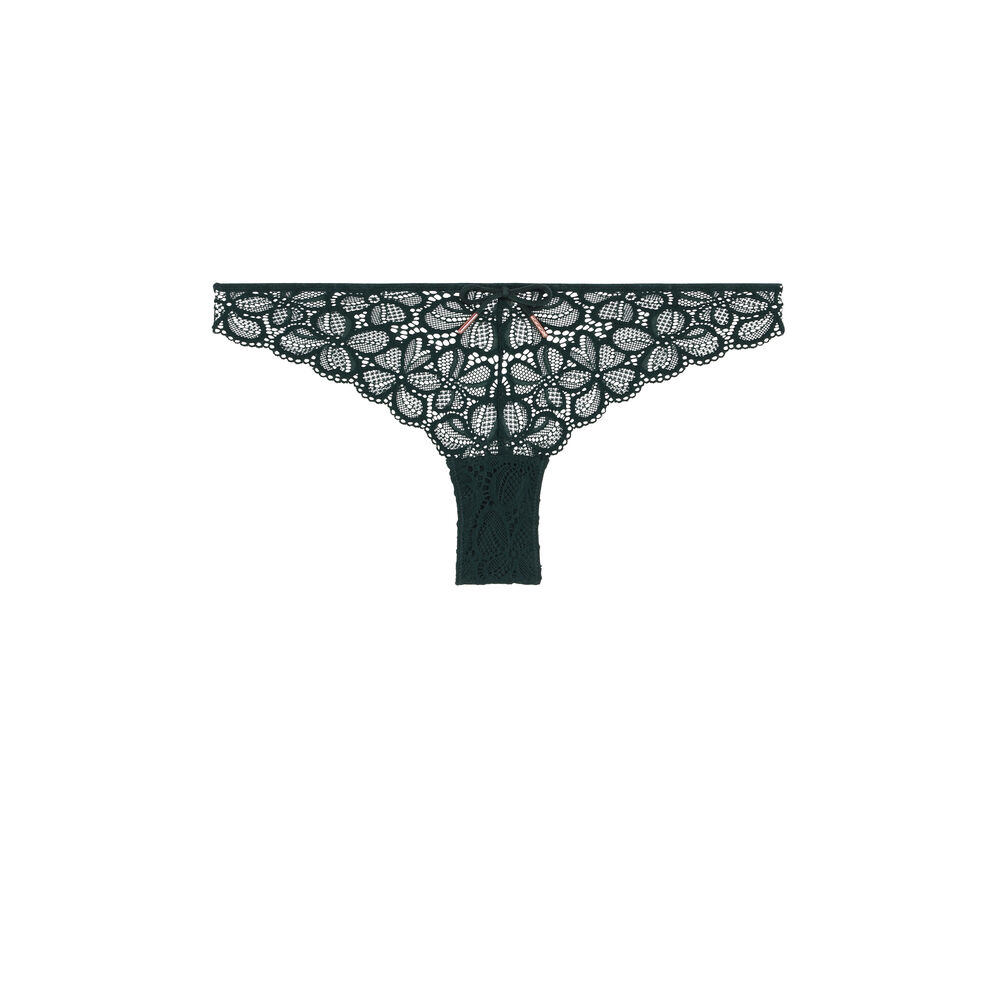 Tanga à nœud en dentelle - vert vert.