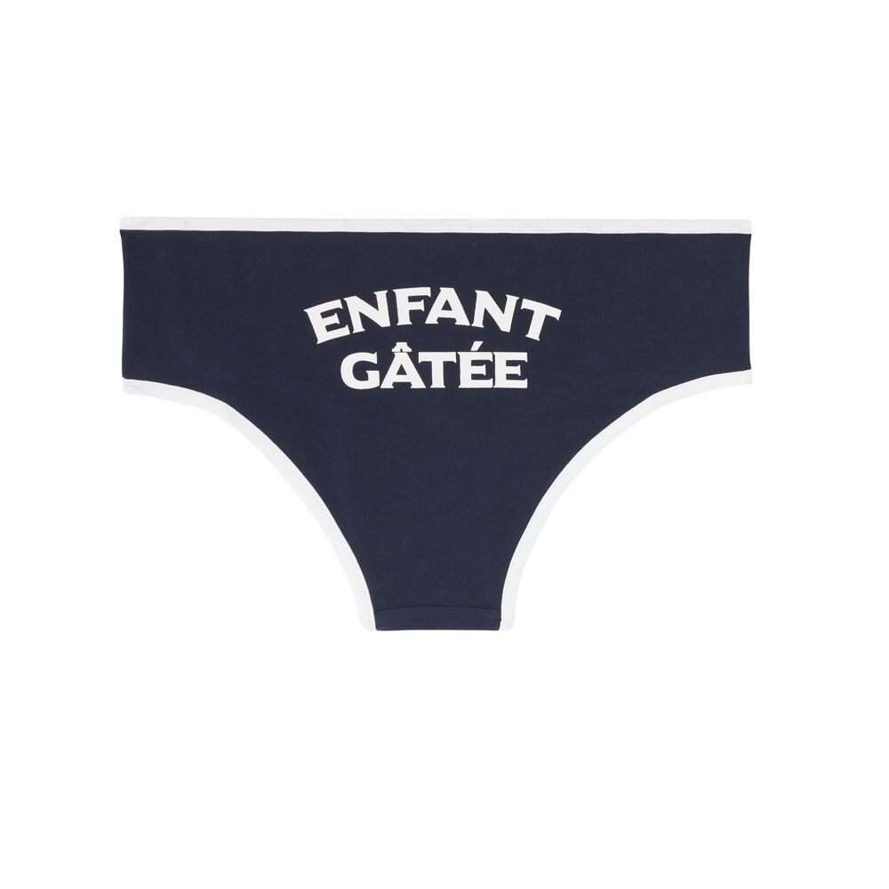 Shorty à message "enfant gâtée" - bleu bleu.