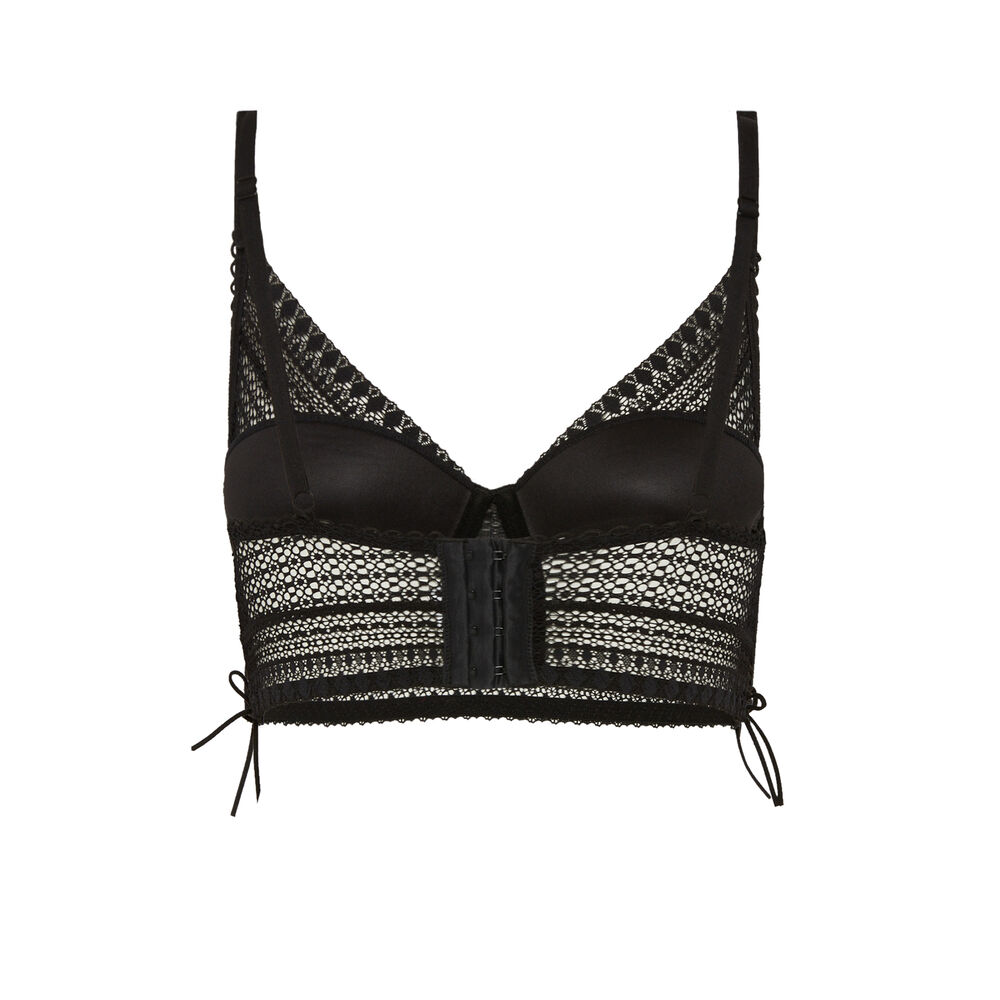 Soutien-gorge push-up bustier dentelle et détails corset - noir noir.