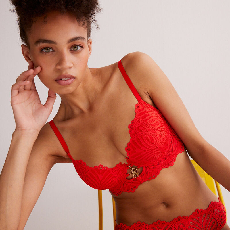 soutien-gorge ampli bustier détail bijou - rouge soutien-gorge ampli bustier détail bijou - rouge;