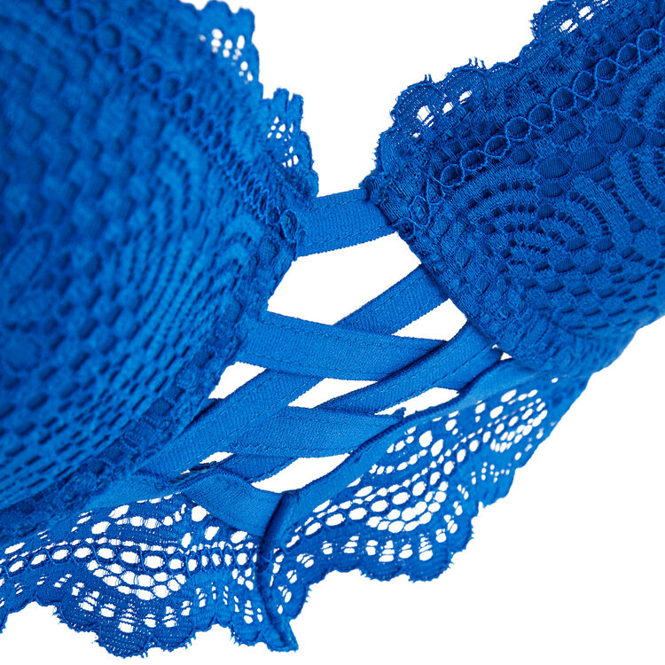Soutien-gorge bustier push-up totoiz bleu roi.