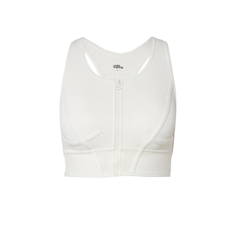 Brassière sport à détail zip - écru ecru.