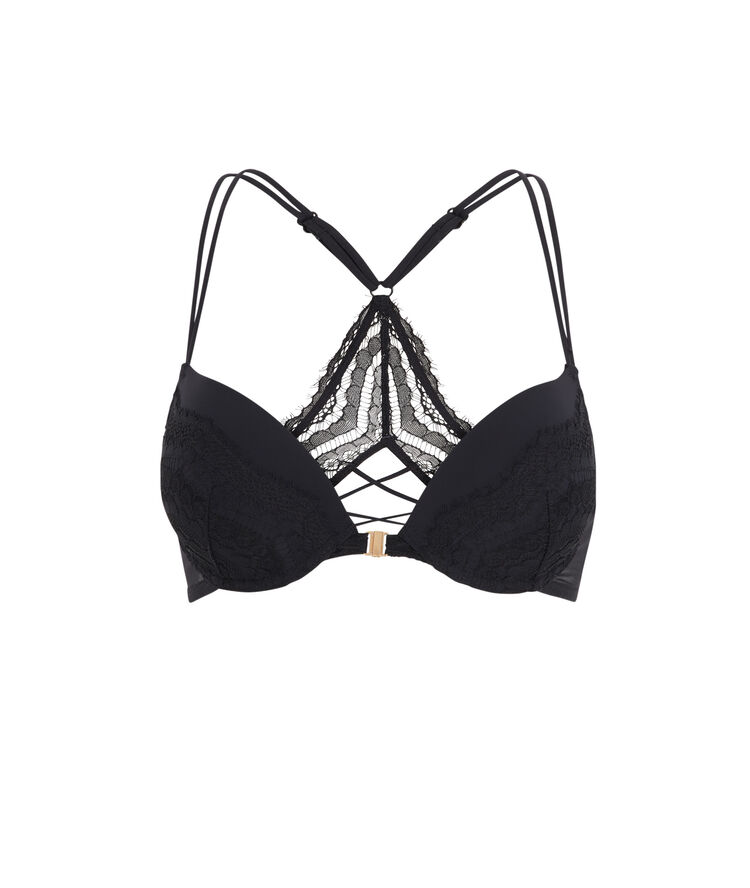 Soutien-gorge push micro/dentelle dos travaille pushwaviz noir.