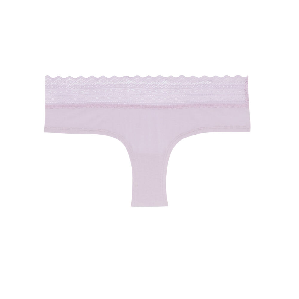 Shorty coton à dentelle - lilas violet.