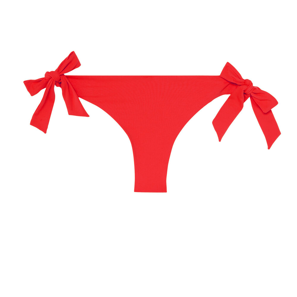 Bas de maillot tanga à détail noeuds - rouge rouge.