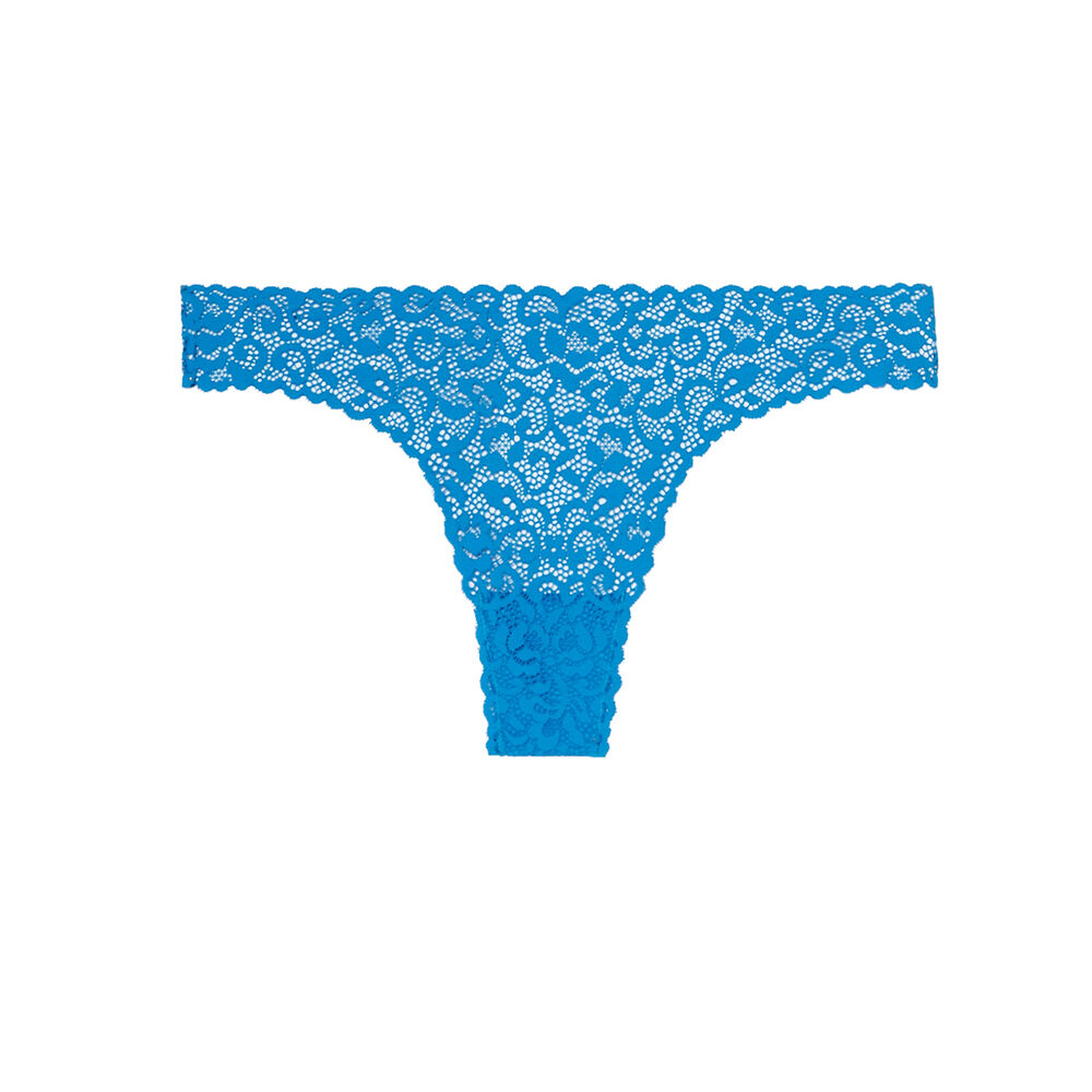 Tanga à dentelle fine - bleu vif bleu.