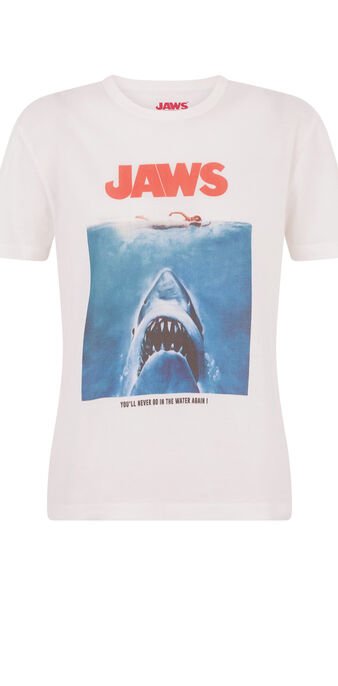 Top &agrave; manches courtes d&eacute;tail print jawsiz blanc.