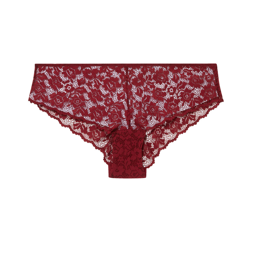 Shorty en dentelle fleurie - bordeaux rouge.