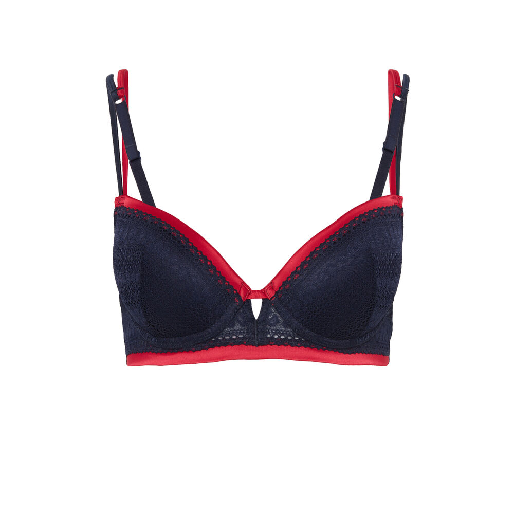Soutien-gorge ampliforme à bords roses - bleu bleu.