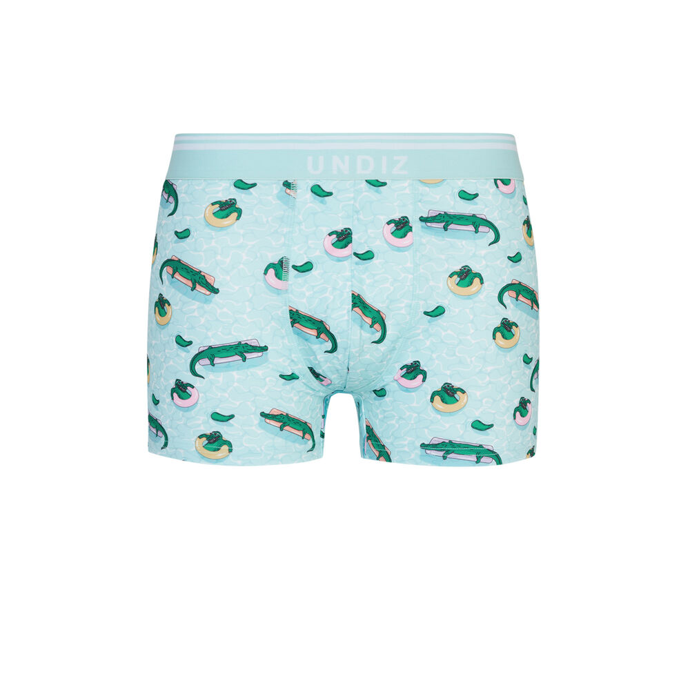 Boxer en micro imprimé crocodiles - bleu bleu.