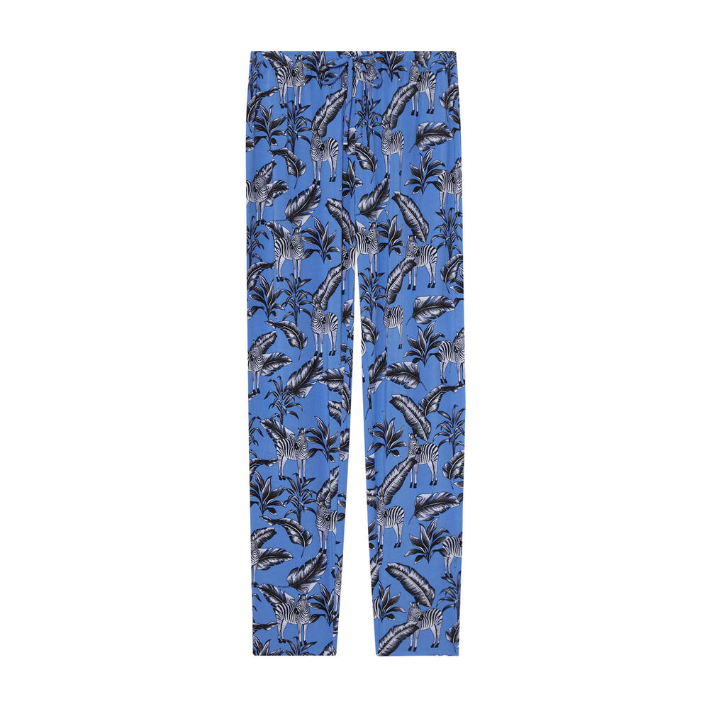 Pantalon fluide à motifs plumes et zébres - violet violet.
