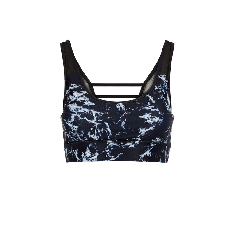 Brassière sport imprimé marbre supermarbliz noir.