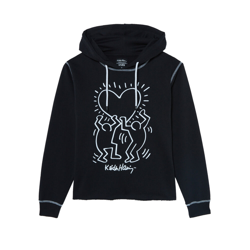 Sweat à motif coeur keith haring - noir noir.