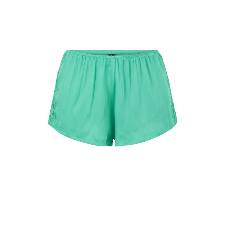 Short satiné empiècement dentelle sexysatiz vert émeraude.
