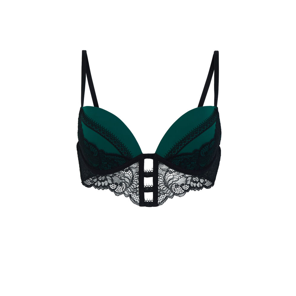 Soutien-gorge push-up bi-matières - vert vert.
