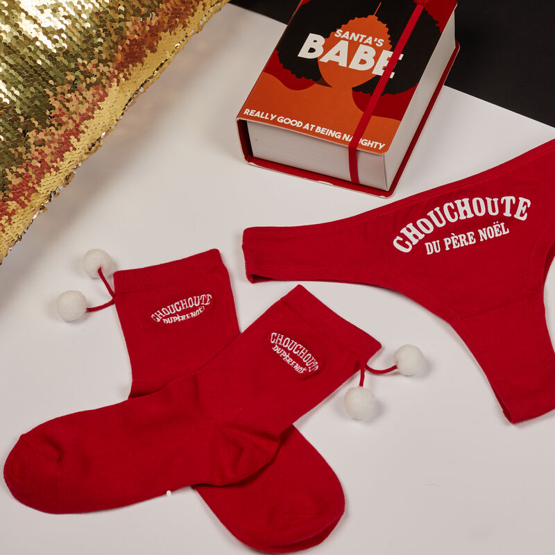 duo tanga et chaussettes à message chouchoute - rouge duo tanga et chaussettes à message chouchoute - rouge;