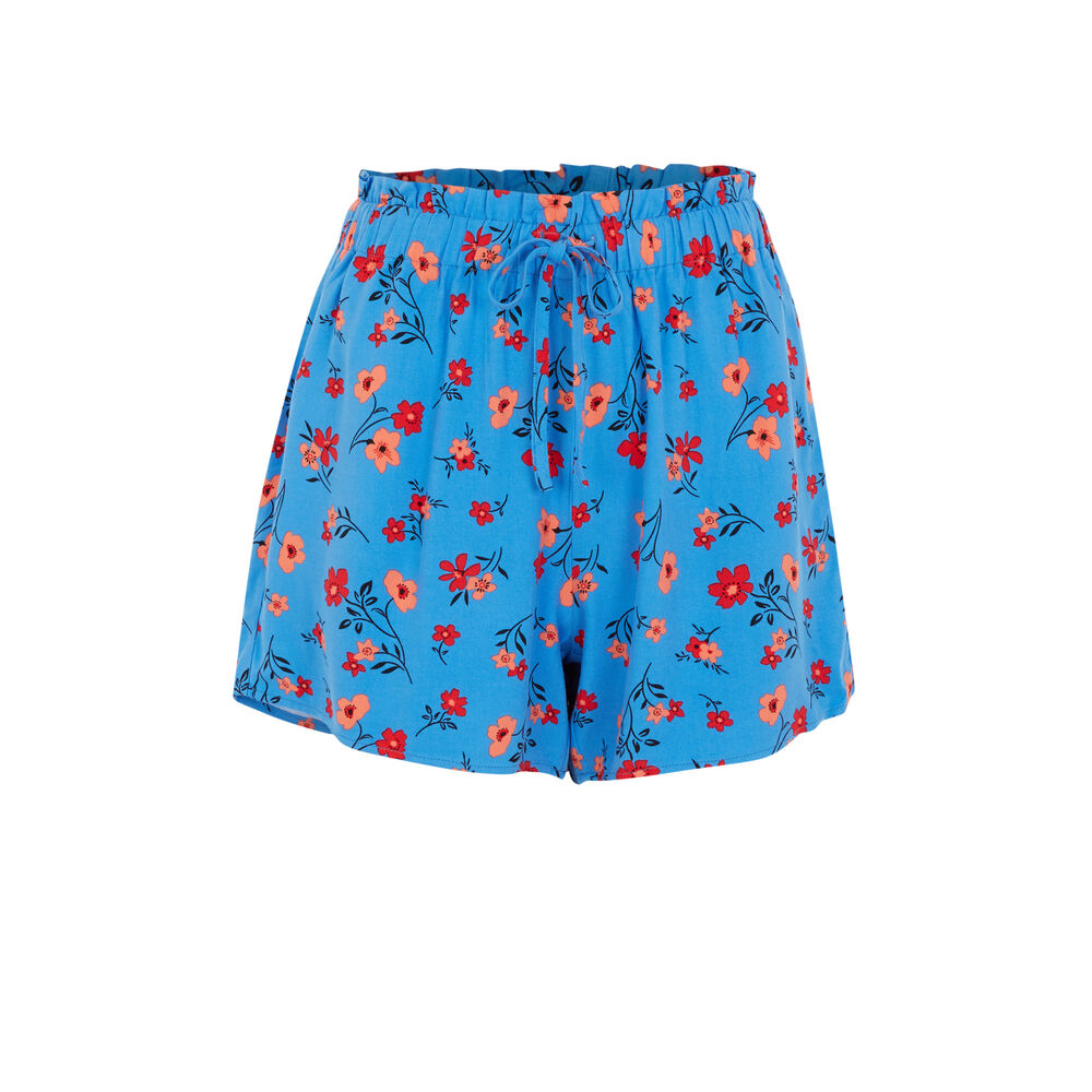 Short imprimé fleuri - bleu bleu.