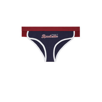 Shorty en coton &agrave; message sportandiz bleu marine.