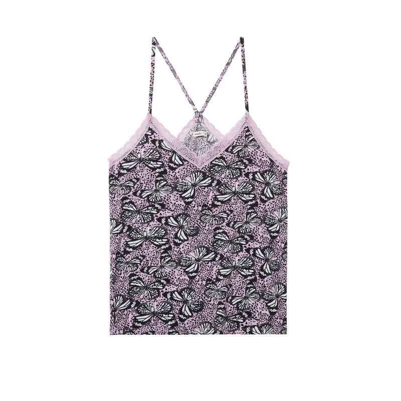 top à fines bretelles imprimé - lilas top à fines bretelles imprimé - lilas;