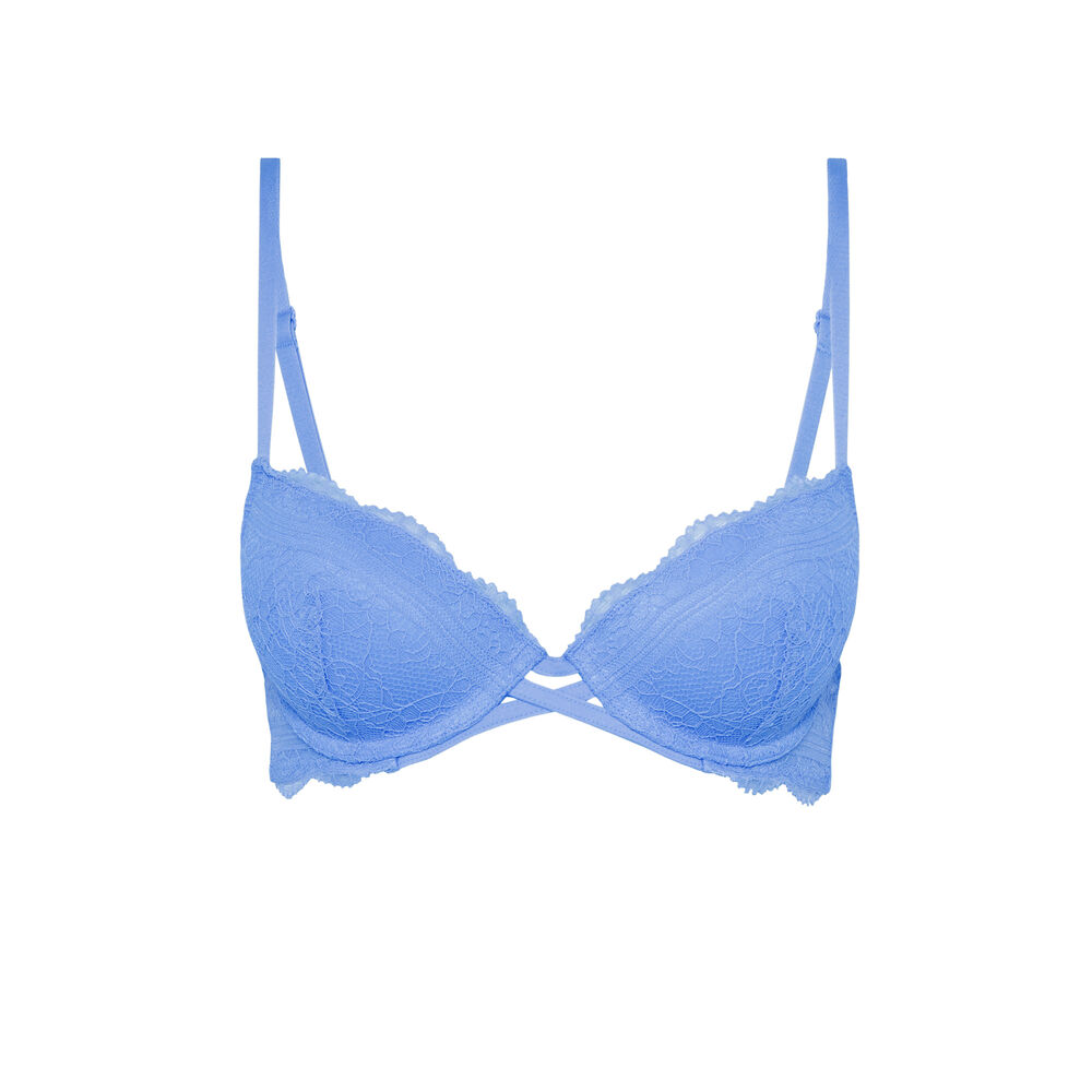 Soutien-gorge push-up en dentelle - bleu ciel bleu.