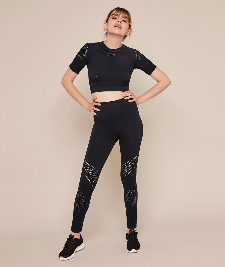 Legging sport sans coutures uni herosportiz noir.