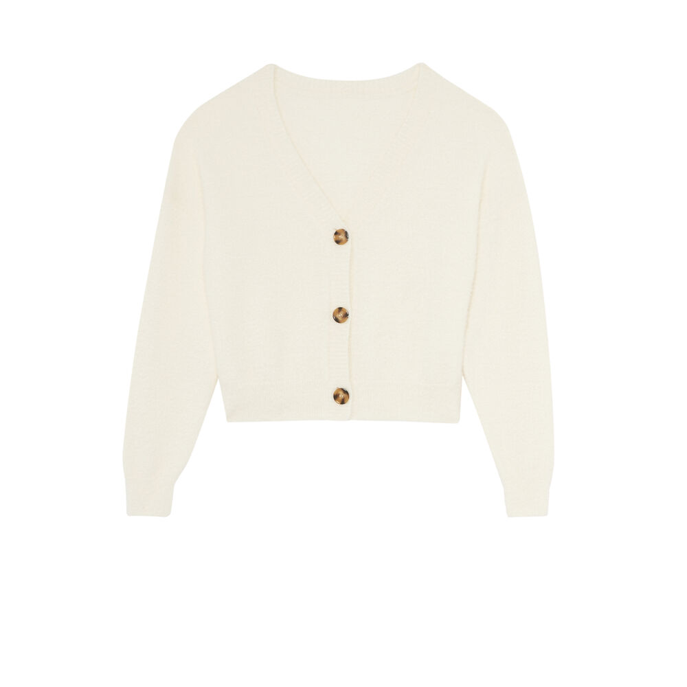 Cardigan en polaire à boutons - blanc ecru.