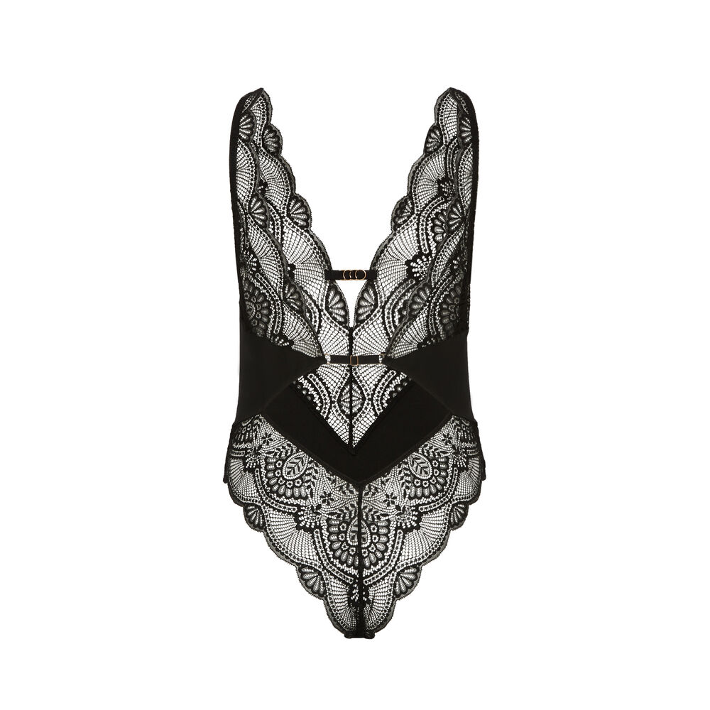 Body en dentelle et décolleté plongeant - noir noir.