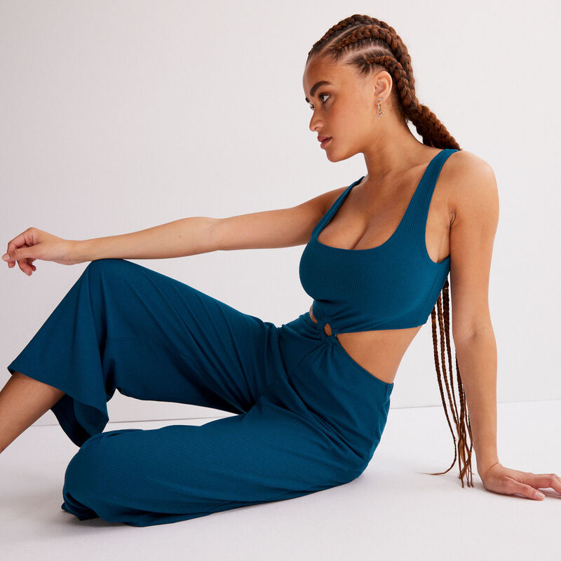 combinaison pantalon à détail anneau - bleu combinaison pantalon à détail anneau - bleu;