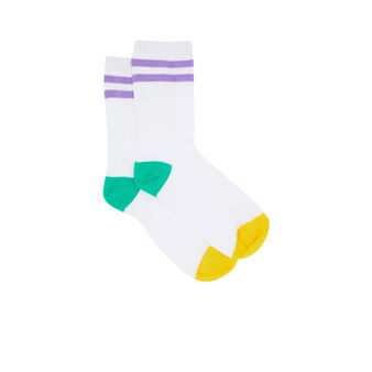 Chaussettes d&eacute;tail couleurs vintimickiz blanc.