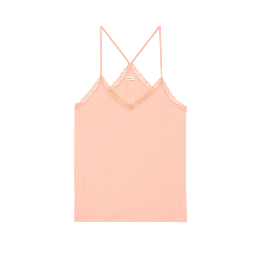 Top en jersey à fines bretelles - rose rose.