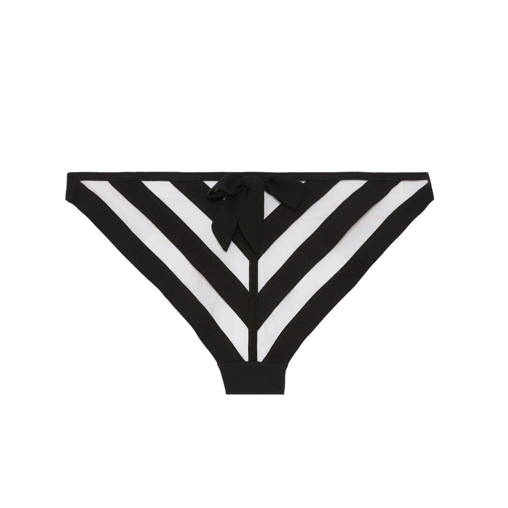 Tanga en satin à bandes - noir noir.