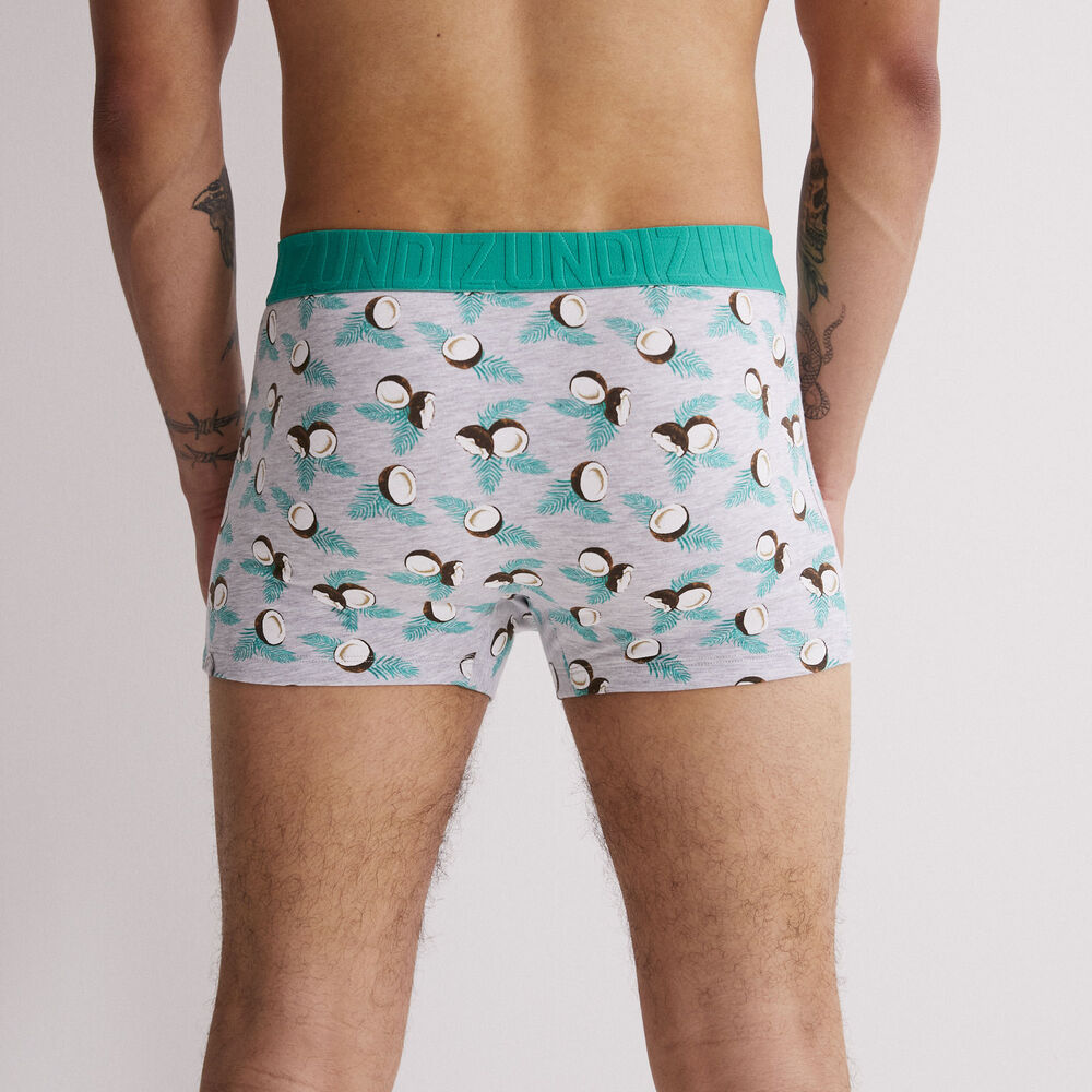Boxer en coton imprimé noix de coco - gris gris.