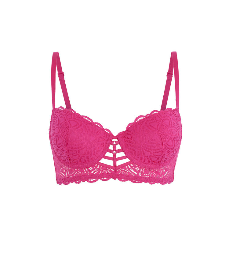 Soutien-gorge bustier push dentelle et bandings marceliz fushia.