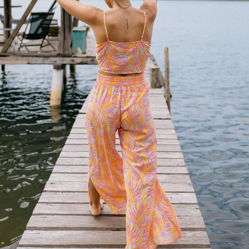crop top noué motifs palmier - orange crop top noué motifs palmier - orange;