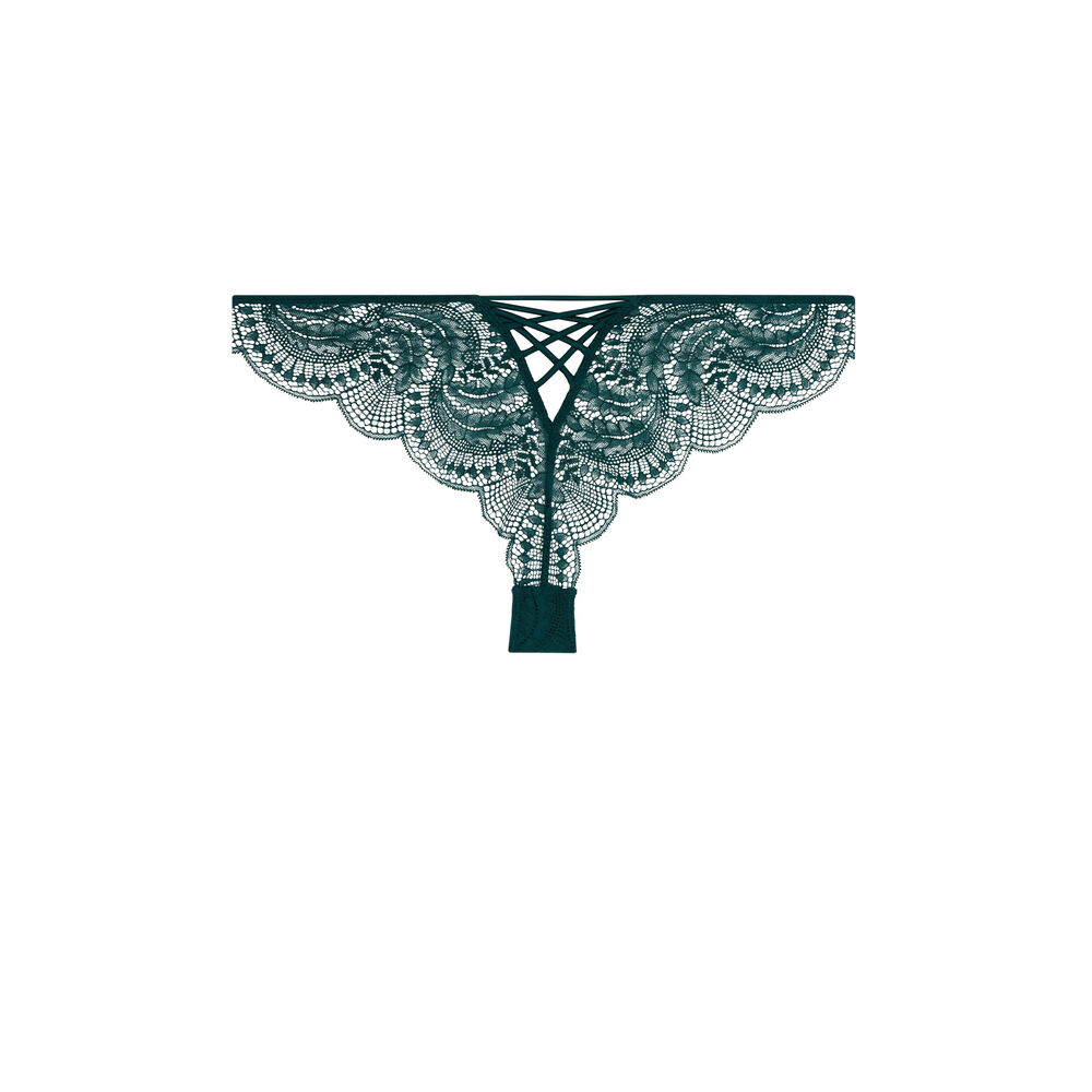 Tanga en dentelle à liens - vert vert.