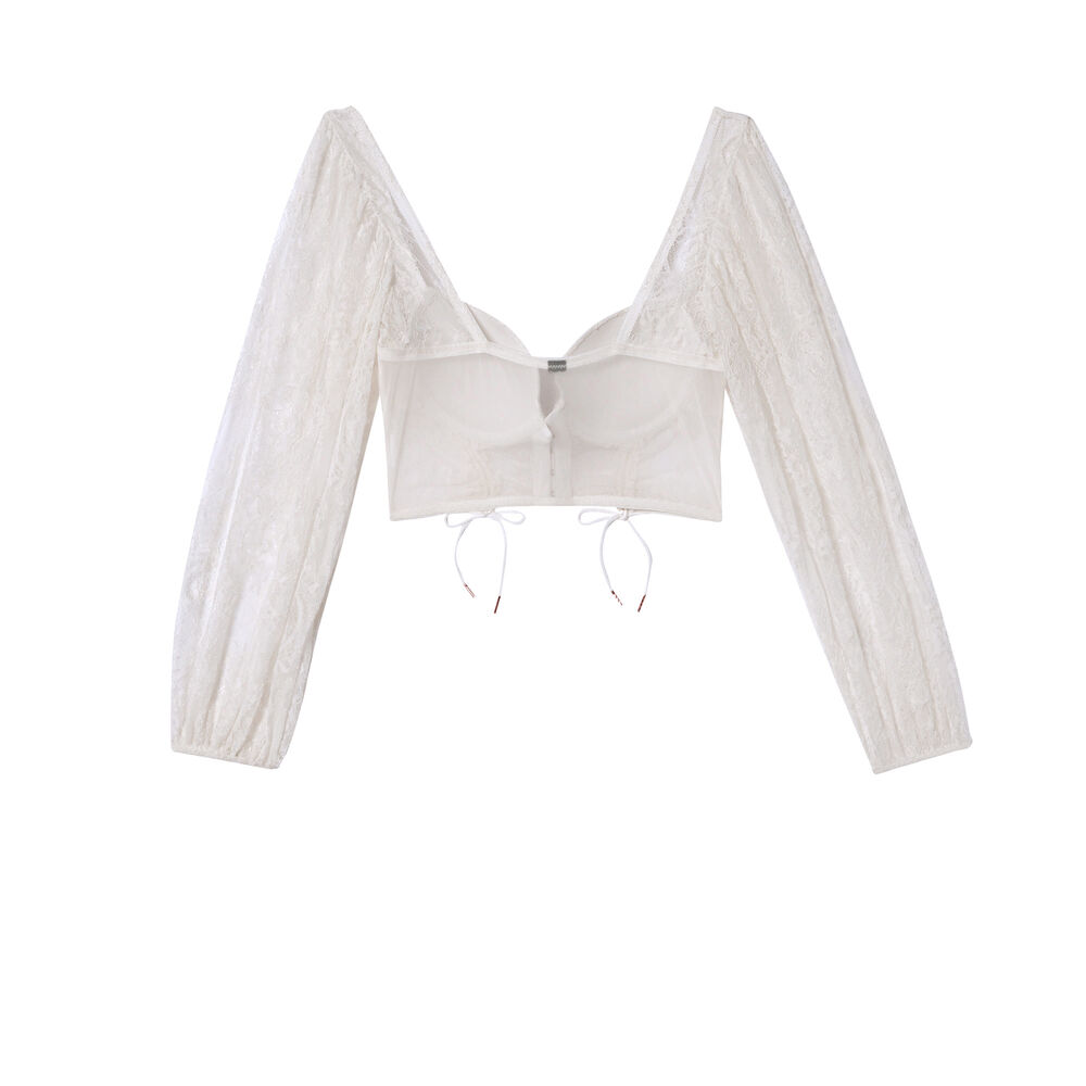 Soutien-gorge bustier ampli à manches effet corset - écru ecru.