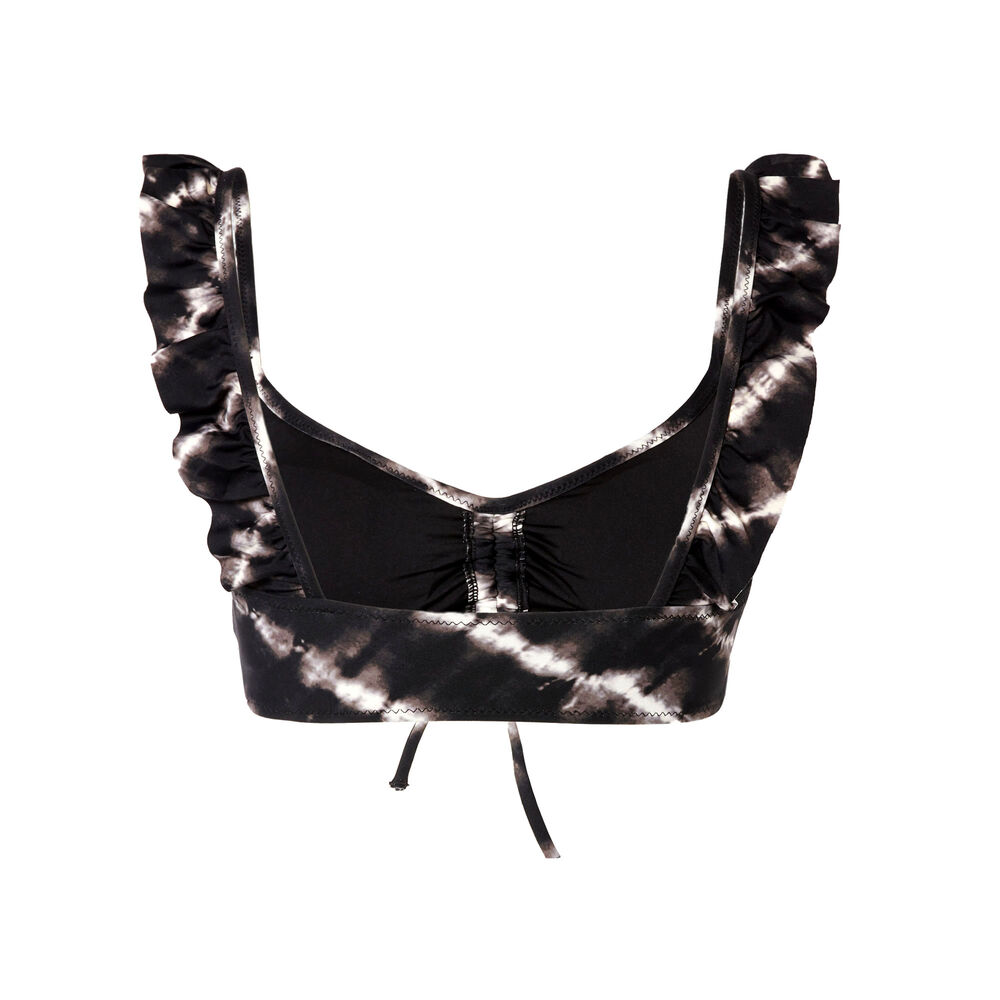 Haut de maillot brassière bretelles à volant - noir noir.