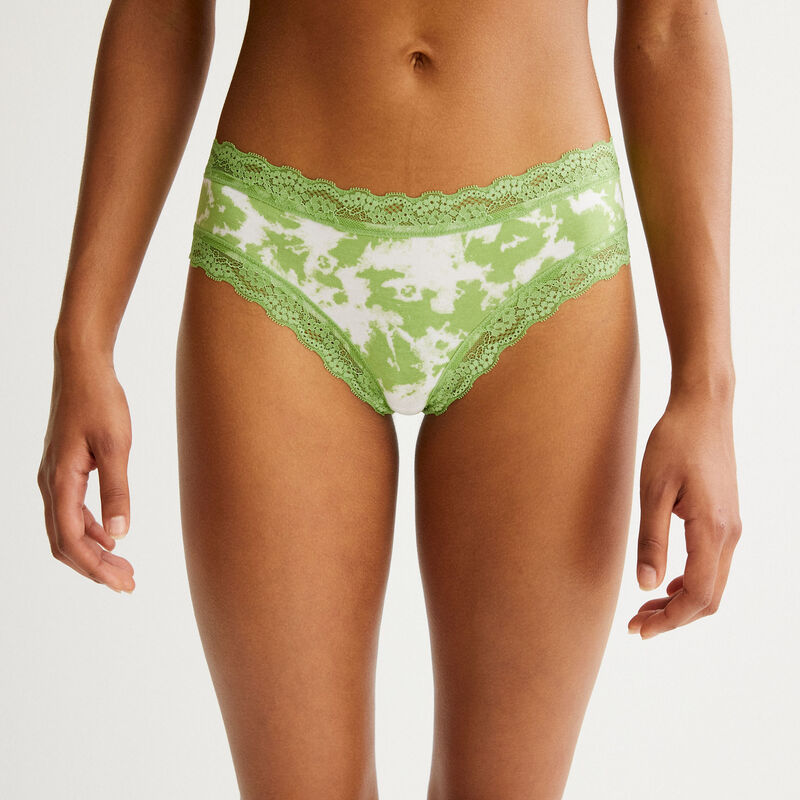 shorty en coton tie and dye et dentelle - vert shorty en coton tie and dye et dentelle - vert;