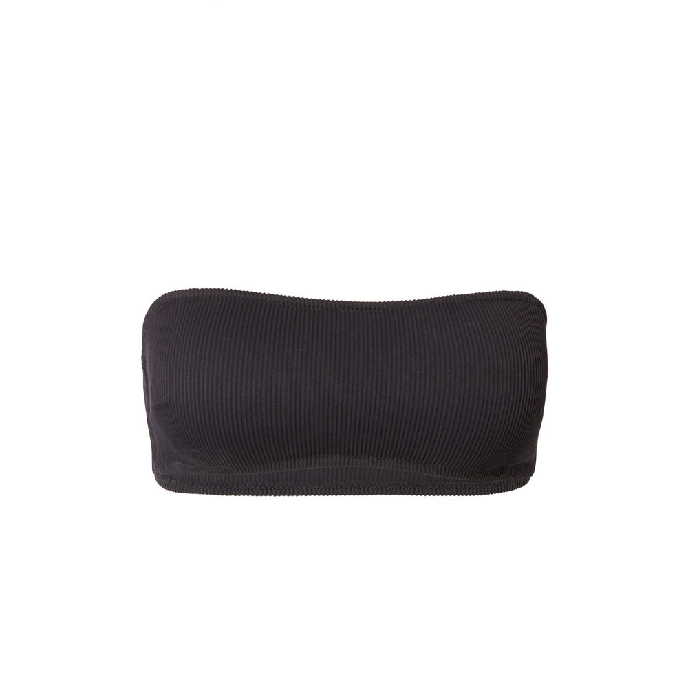 Haut de maillot de bain bandeau tissus gaufré - noir noir.