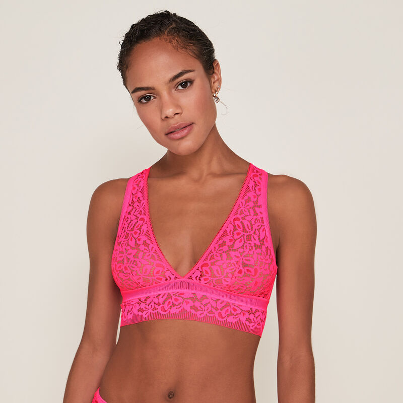 Soutien-gorge brassière dentelle fleurie - rose Soutien-gorge brassière dentelle fleurie - rose;
