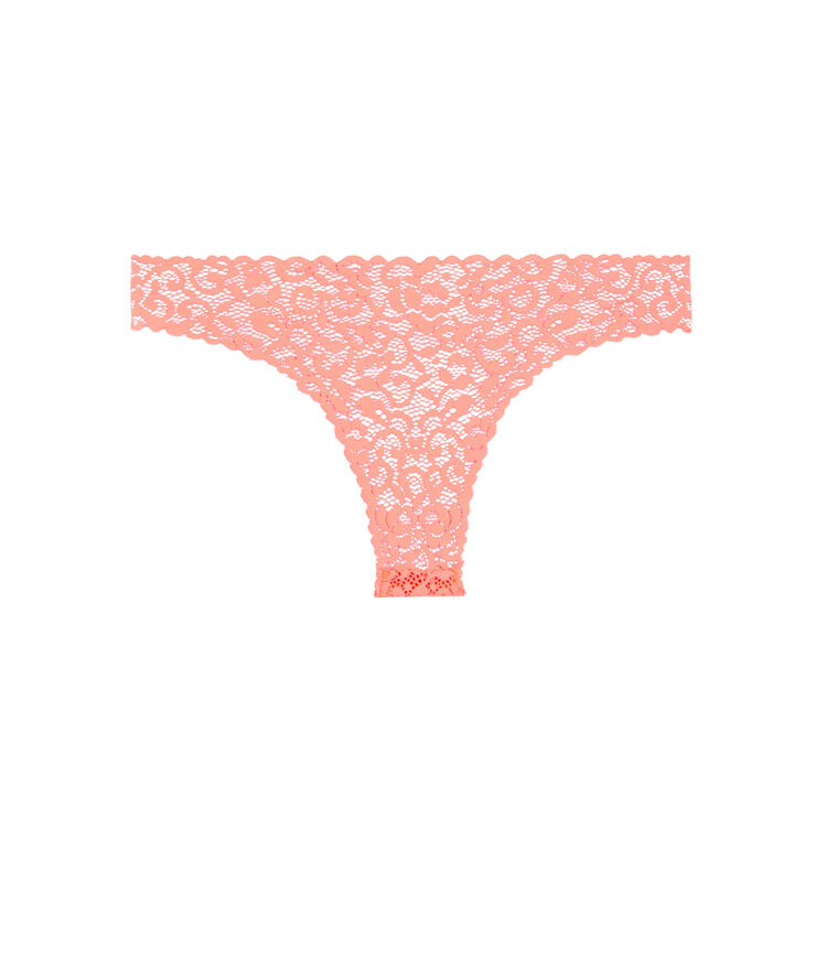Tanga dentelle fleurie - corail corail.