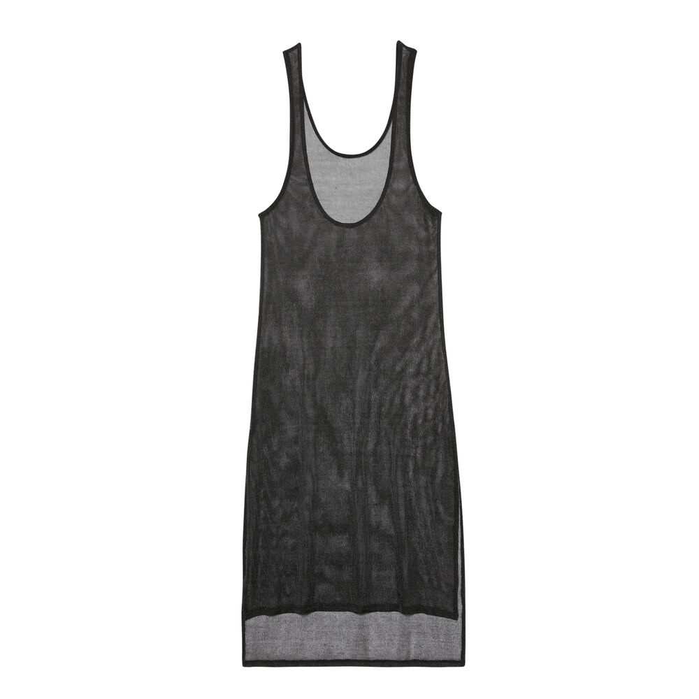 Robe mi-longue métallisée transparente - noir noir.