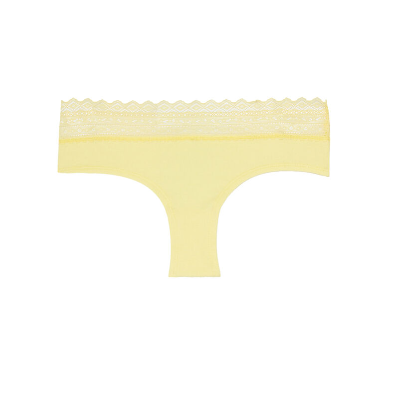 shorty en coton uni à élastique dentelle - jaune shorty en coton uni à élastique dentelle - jaune;