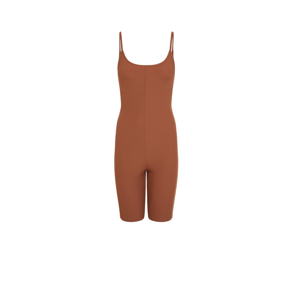 Combishort à fines bretelles - marron marron.