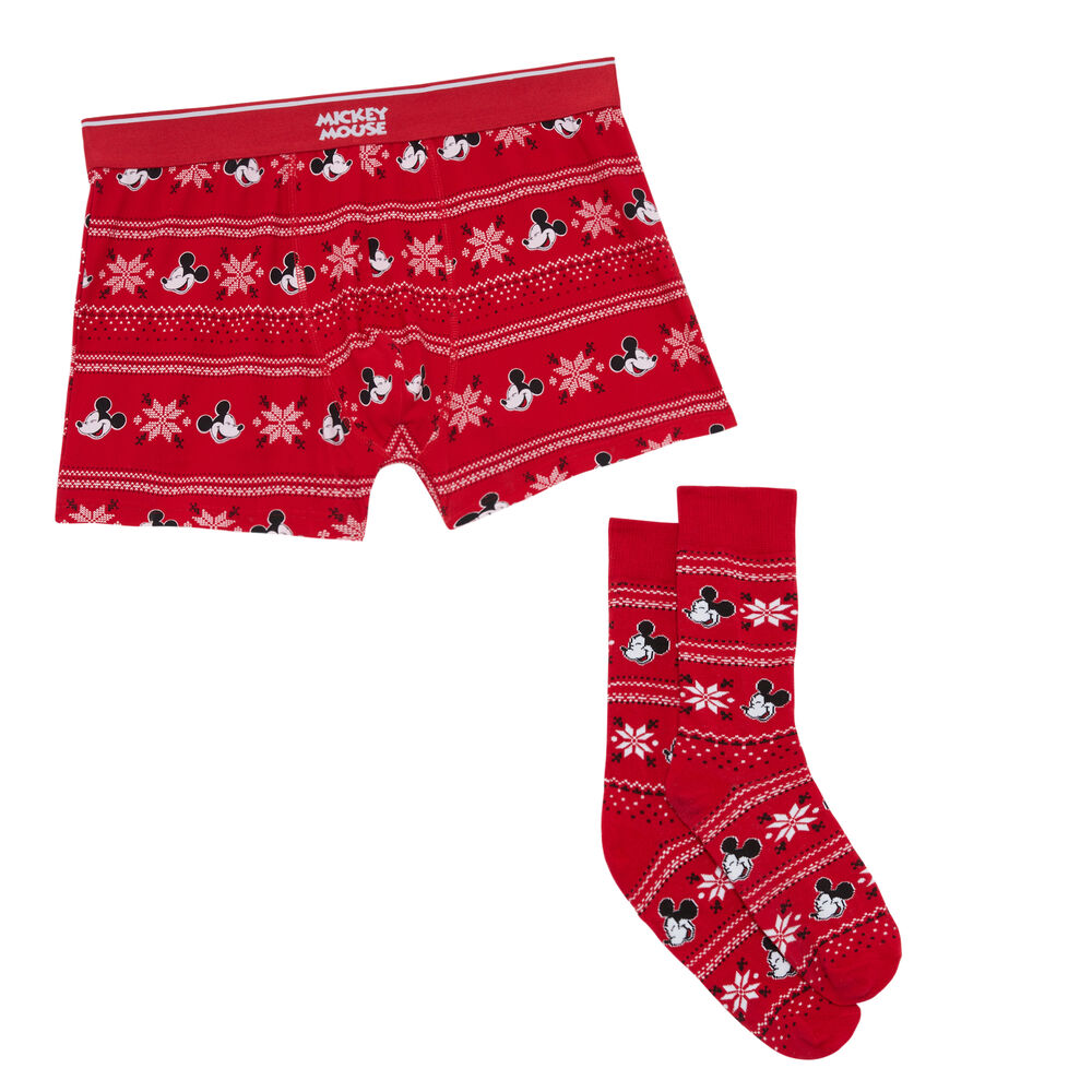 Duo boxer et chaussettes à motif jacquard - rouge rouge.