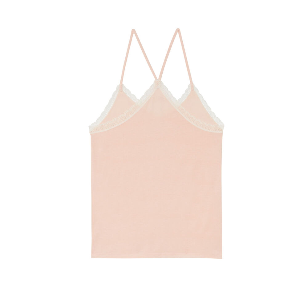 Top en jersey à fines bretelles - rose rose.